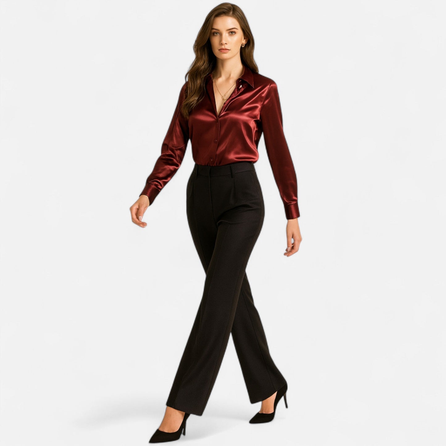 Premium Women's Satin Long Sleeve Blouse – Elegant Smart Top for Professional and Casual Wear | Premium Comfort Home & Lifestyle Product UK