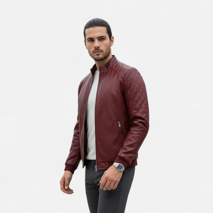 Premium Men's Leather Bomber Jacket – Smart Stand Collar for Stylish and Professional Look | Premium Comfort Home & Lifestyle Product UK