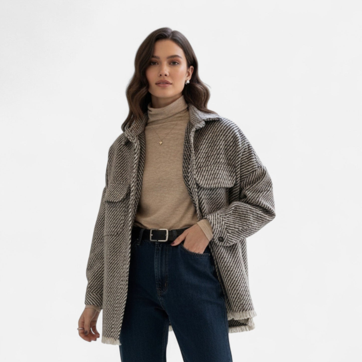 Premium Women’s Wool Jacket – Smart Grid Polo Collar for Elegant Style, Perfect for Work and Casual Wear in the UK | Premium Comfort Home & Lifestyle Product UK