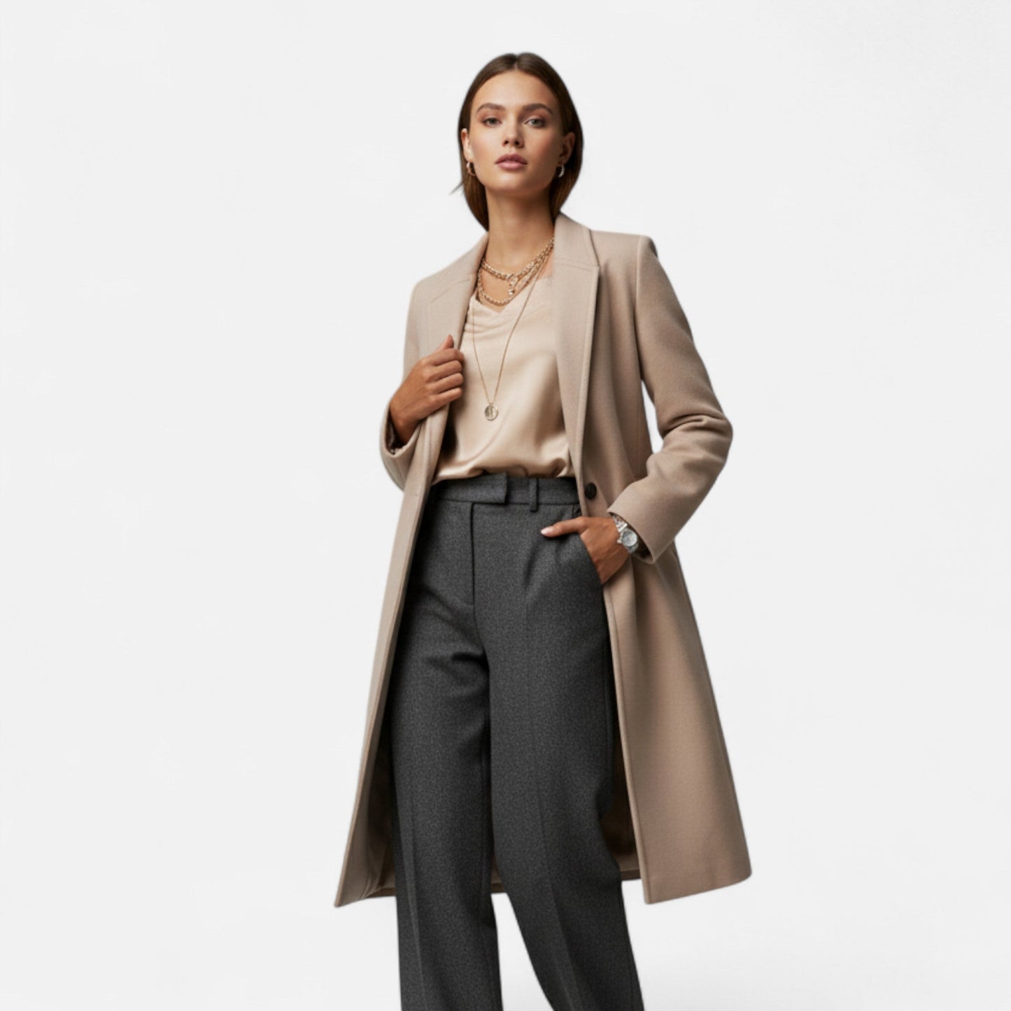 Premium Women's Winter Overcoat – Smart Lapel Collar Elegance for Professional Style and Warmth | Premium Comfort Home & Lifestyle Product UK
