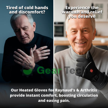 Heated Gloves for Raynaud's & Arthritis – Rechargeable Waterproof Thermal Gloves with 3 Heat Levels for Pain Relief UK
