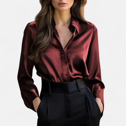 Premium Women's Satin Long Sleeve Blouse – Elegant Smart Top for Professional and Casual Wear | Premium Comfort Home & Lifestyle Product UK