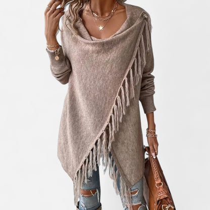 Premium Women's Fringe Tassel Shawl with Draped Neckline - Stylish, Versatile Wrap for Any Occasion | Premium Comfort Home & Lifestyle Product UK