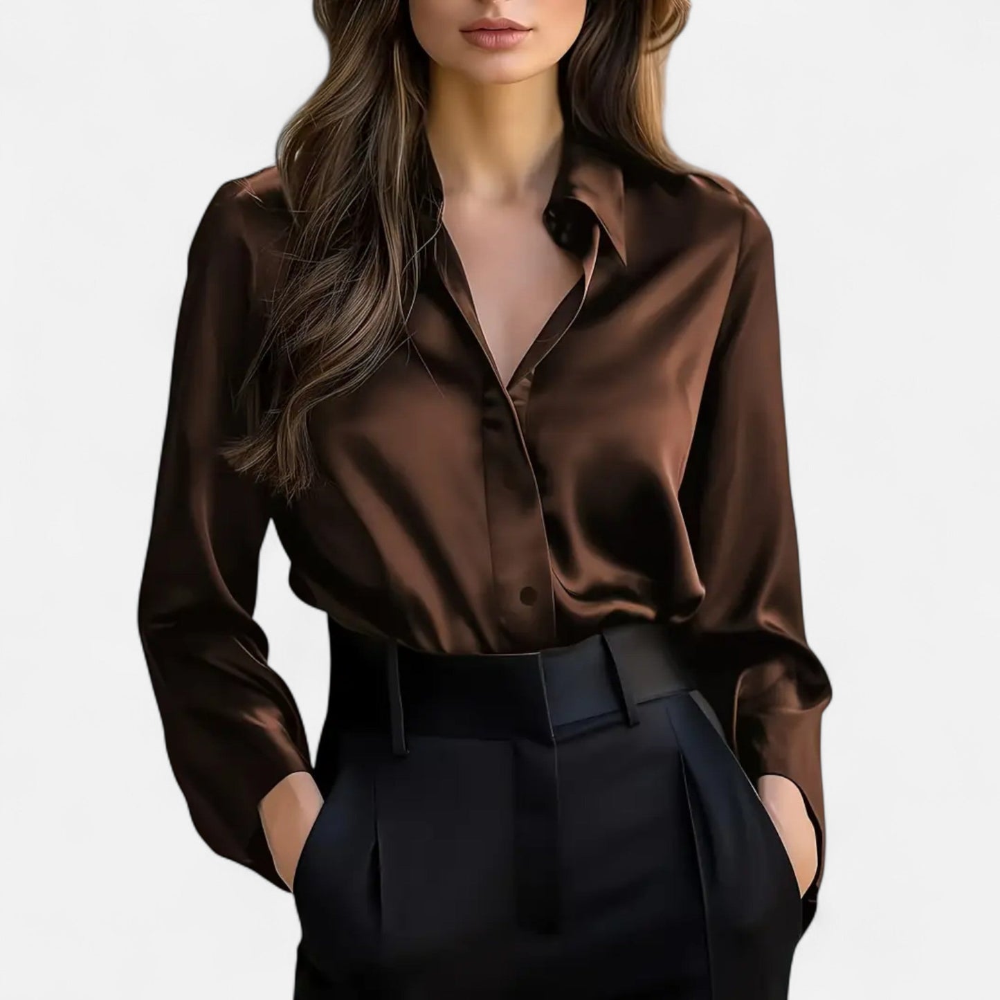 Premium Women's Satin Long Sleeve Blouse – Elegant Smart Top for Professional and Casual Wear | Premium Comfort Home & Lifestyle Product UK