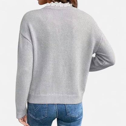 Premium Women's V-Neck Sweater with Lace Trim - Stylish, Smart, and Essential Knitwear for Every Occasion | Premium Comfort Home & Lifestyle Product UK