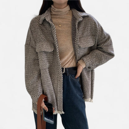 Premium Women’s Wool Jacket – Smart Grid Polo Collar for Elegant Style, Perfect for Work and Casual Wear in the UK | Premium Comfort Home & Lifestyle Product UK