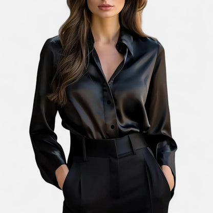 Premium Women's Satin Long Sleeve Blouse – Elegant Smart Top for Professional and Casual Wear | Premium Comfort Home & Lifestyle Product UK