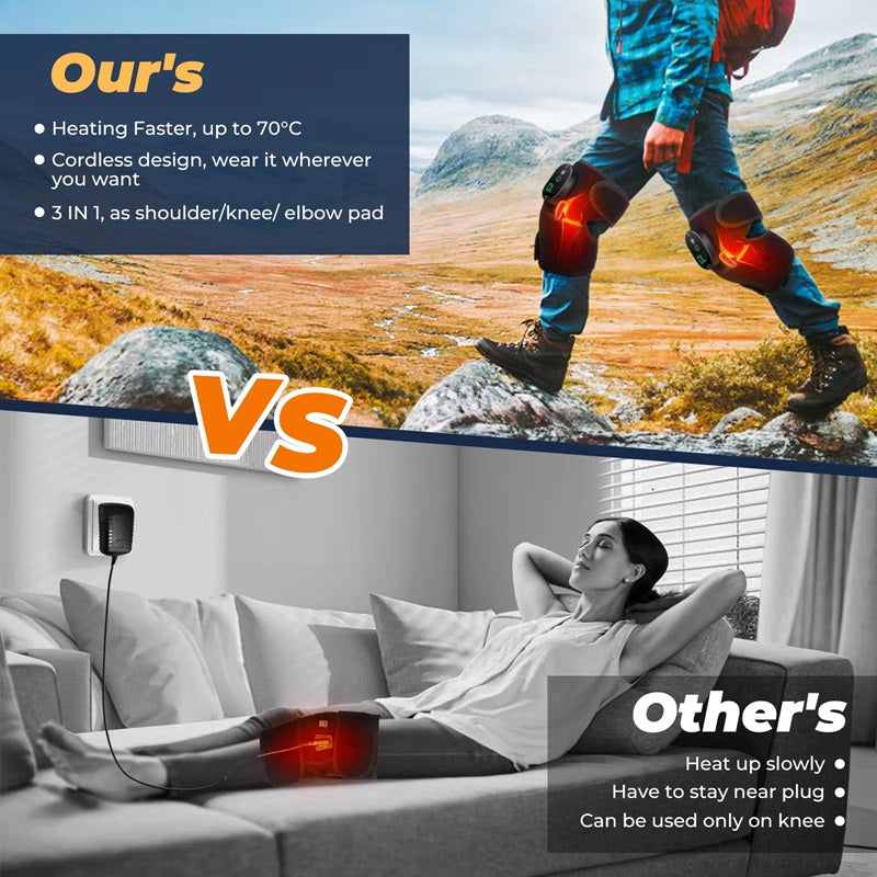 3-in-1 Cordless Knee Heating Pad for Pain Relief with Smart Temperature Control - Electric Heat Therapy for Arthritis & Muscle Pain